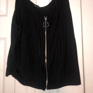 Black zip up crop top/ tank